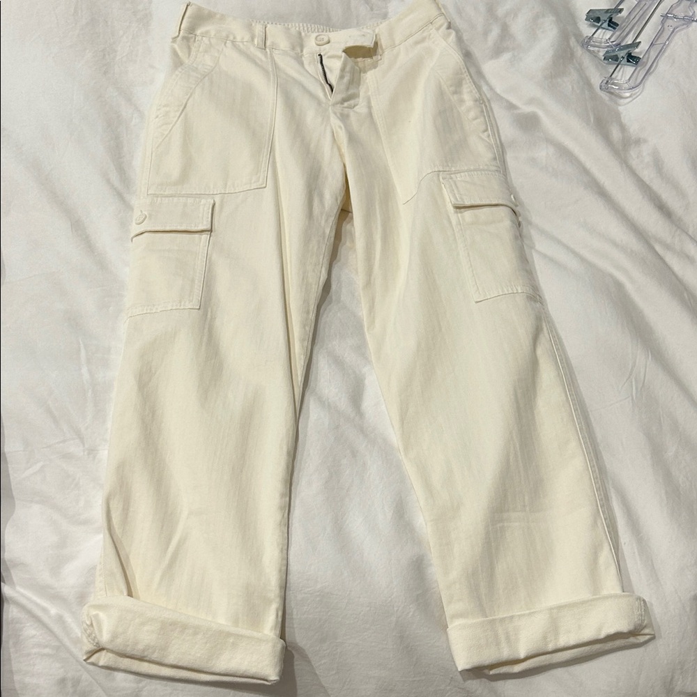 Womens Cream Cargo Pants